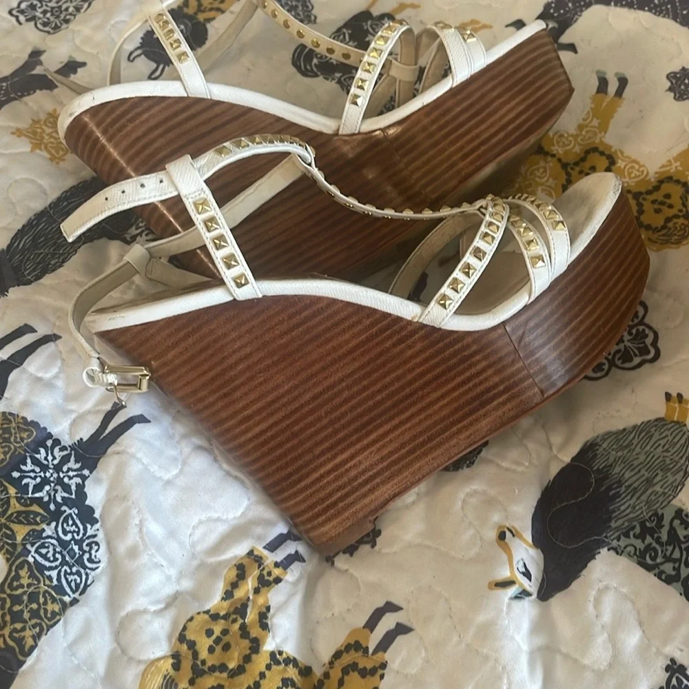 Michael Kors White and Brown Wedge Shoes - Picture 3 of 7